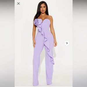 Fashion Nova Lavender Jumpsuit with Flared Silhouette